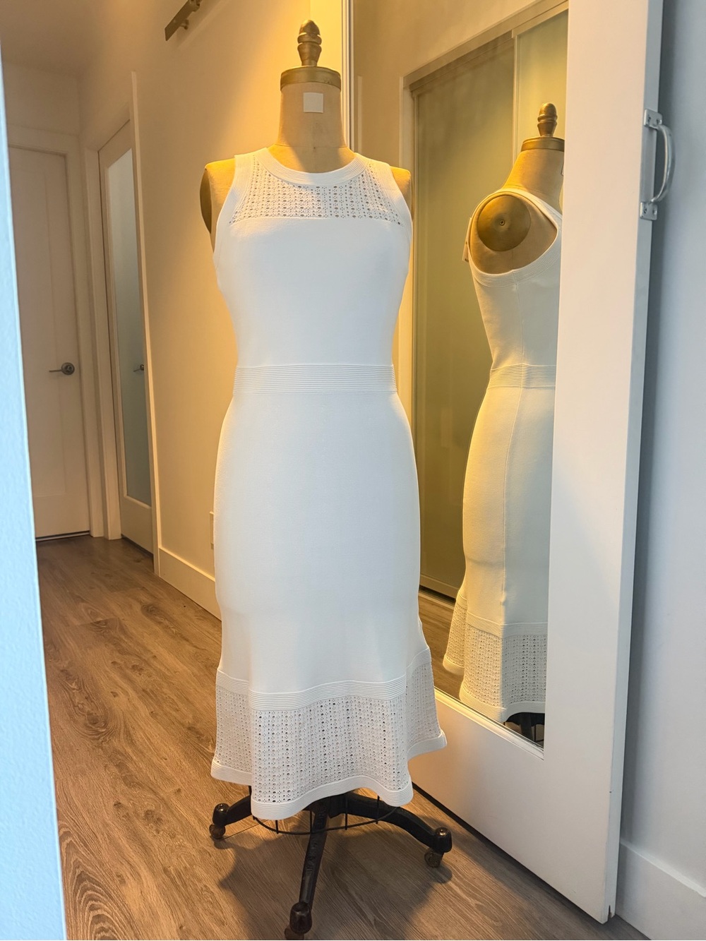 Michael Kors White Sleeveless Knit Dress with Crochet Yoke NWT - Picture 2 of 13